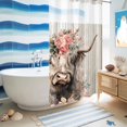 thumbnail image 5 of No Hook Shower Curtain, Spring Cow Floral Shower Curtains for Bathroom with See Through Top Window, Grey Wooden Farmhouse Waterproof & Washable Bath Curtain Stand Up Stall 36"x72", 5 of 9