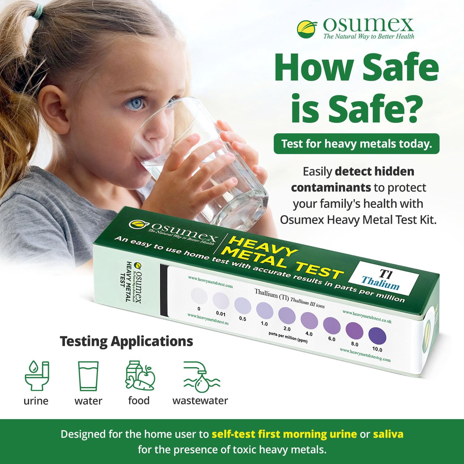 Osumex Heavy Metal Test Kit Thallium Kit 1 Pack - Home Water Testing Kit, Drinking Water Test Kit for Home, Heavy Metal Test Kit for Humans, Metal Testing Kit for Urine, Food, Water & Other Materials