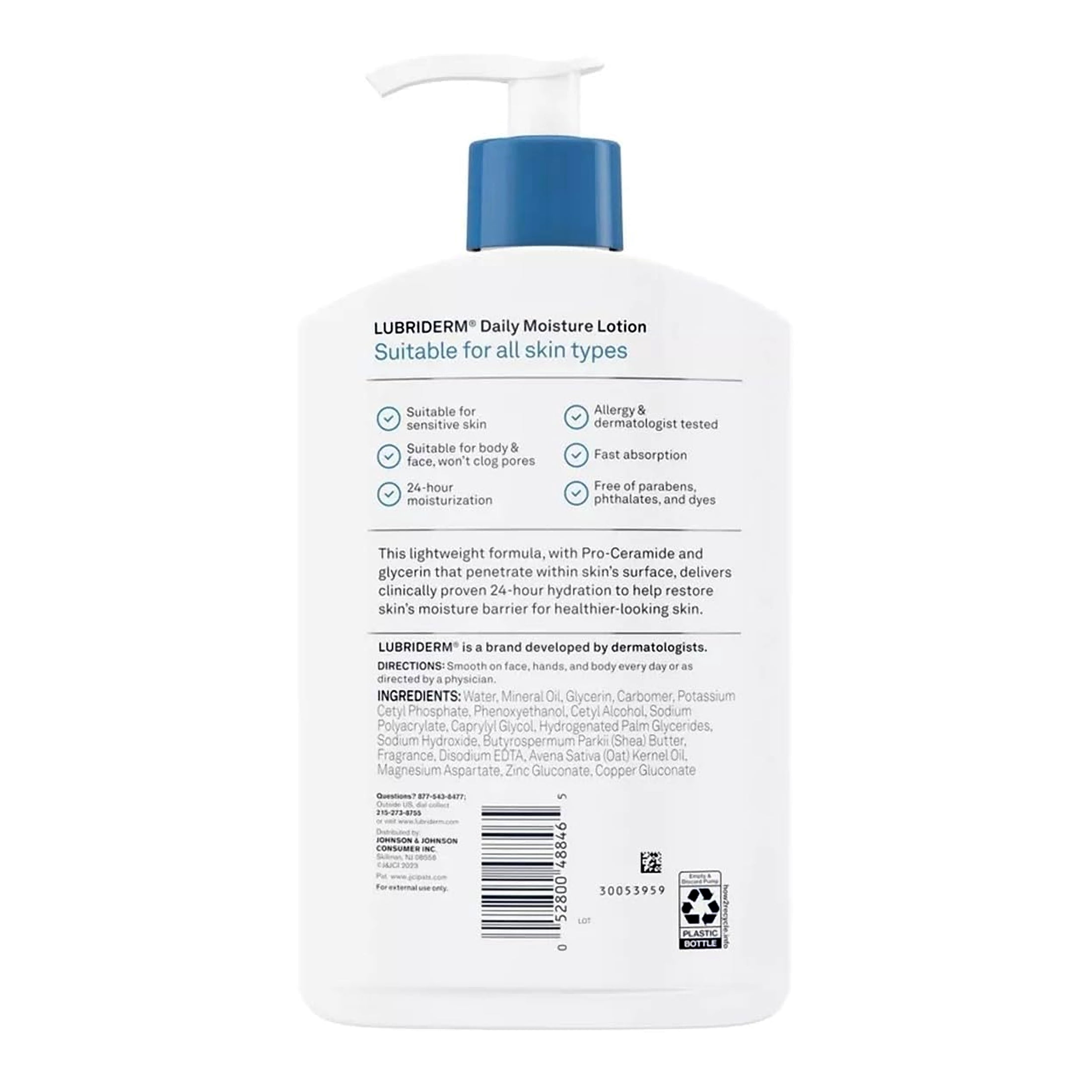 Lubriderm Daily Moisture Hydrating Body and Hand Lotion To Help Moisturize Dry Skin with Pro-Vitamin B5 For Healthy-Looking Skin, Non-Greasy, 16 fl. oz