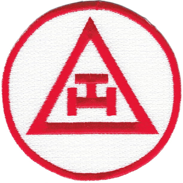 Mason Triple Tau Royal Arch Symbol Round Iron-On Patch [White/Red - 2. ...