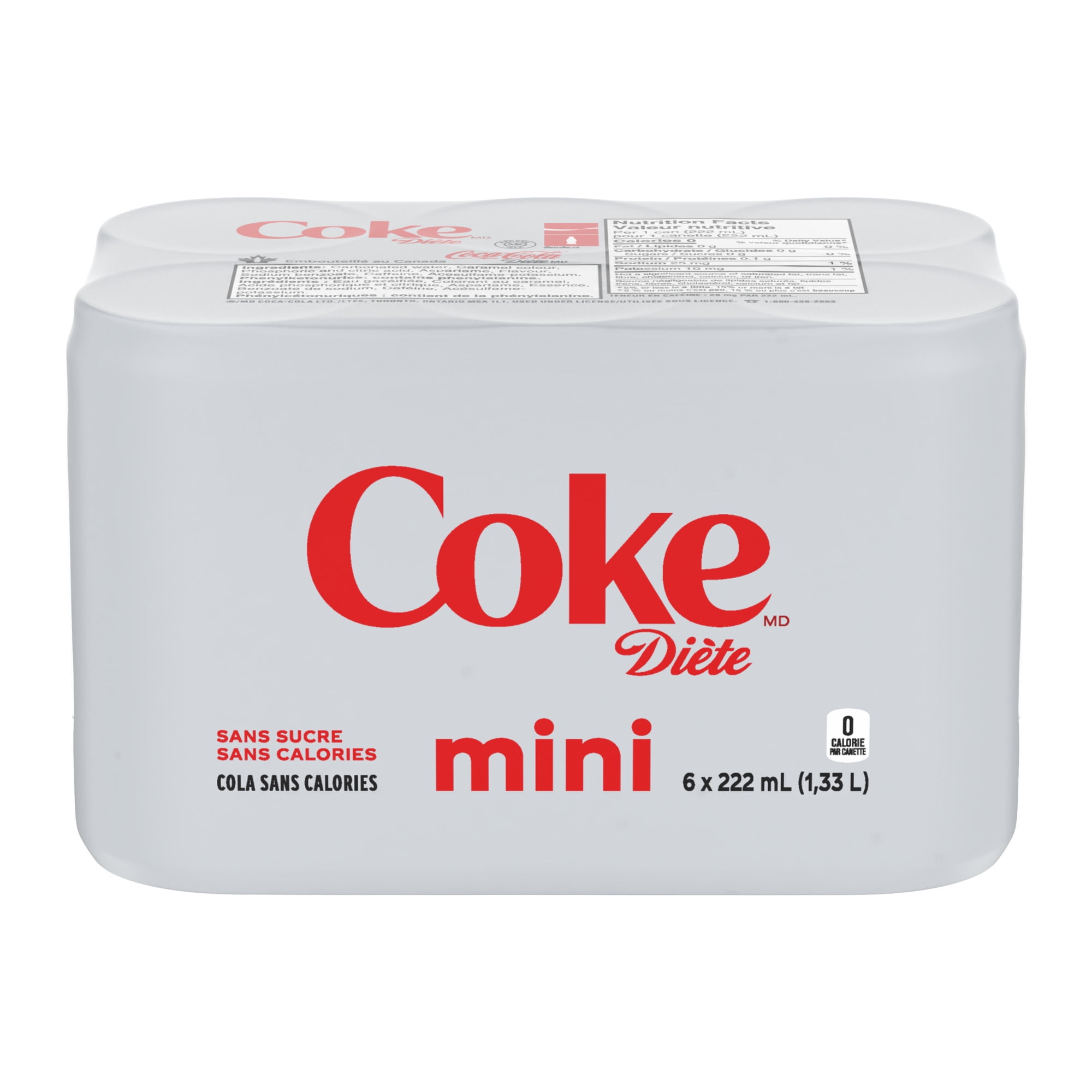 Diet Coke 222mL Mini-Cans 6 Pack, 6 x 222 mL