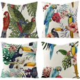 thumbnail image 1 of Juego de 4 fundas de cojín para exteriores, impermeables, con diseño de plantas tropicales, flores y pájaros, para sofá, patio, jardín, sala de estar, dormitorio, 1 of 5