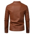 thumbnail image 4 of Men's casual stand-up collar jacket, PU leather jacket, motorcycle suit, diagonal zipper pocket design, 4 of 13