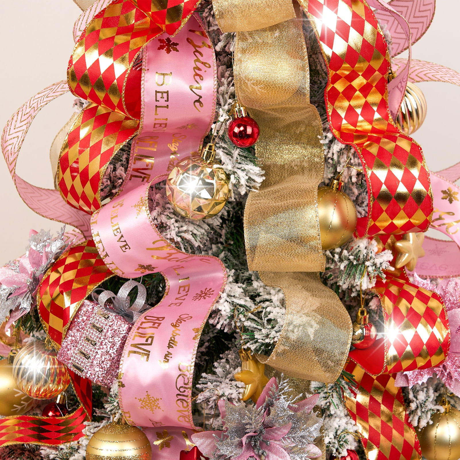 Decorative Red Satin Christmas Tree Ribbon Stock Illustration 317728472