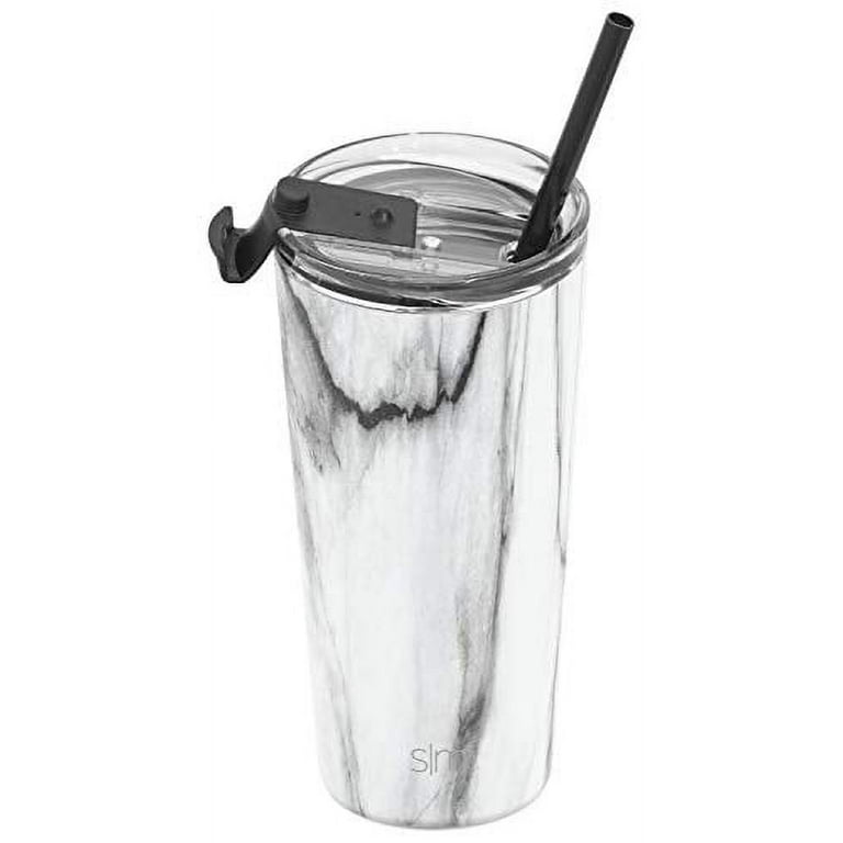 Simple Modern 24oz Classic Tumbler with Straw and Flip Lid - Insulated Stainless Steel Cup, Carrara Marble