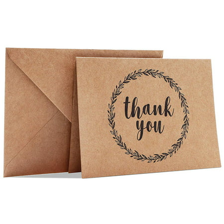 Best Paper Greetings 120-Pack Mini Kraft Thank You Note Cards Bulk Box Set for All Occasion, Wedding, Baby and Bridal Shower, Envelopes Included, 3.5 x 5