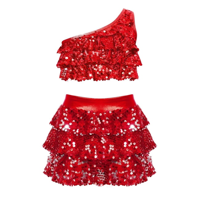 Conjunto de dos piezas de falda y top informal de verano para niña, de poliéster, con colores sólidos