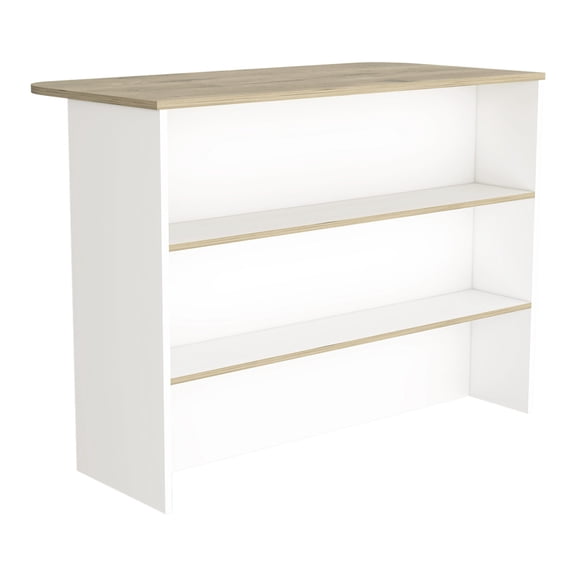 Light Pine Kitchen Bar with Dual - Tier Shelves / Convenient for Storing Kitchen Essentials