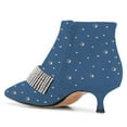 thumbnail image 4 of XYD Women Fashion Crystals Studded Kitten Heel Ankle Boots Bling Buckle Strap Pointy Close Toe Zip-up Bootie Shoes Size 5 Blue, 4 of 4