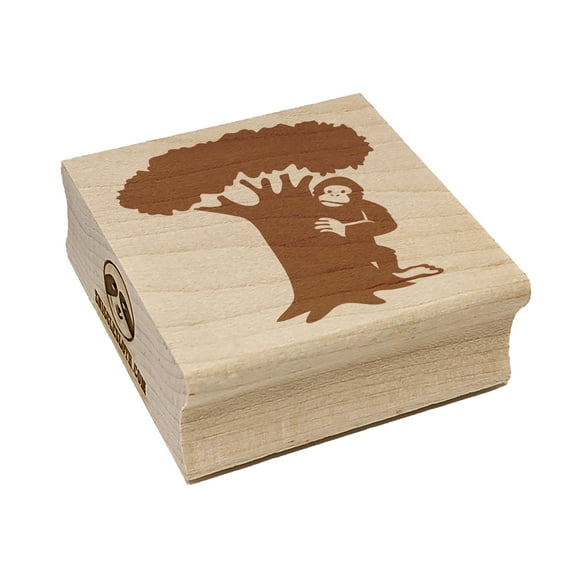 Bigfoot Sasquatch Hiding Behind Tree Square Rubber Stamp Stamping Scrapbooking Crafting - Small 1.25in