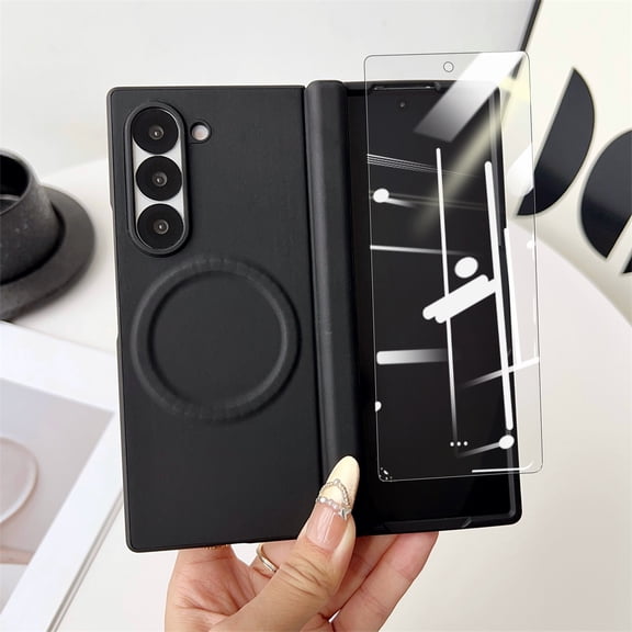 Dteck Magnetic Case for Samsung Galaxy Z Fold7, Compatible with MagSafe, Hinge Protection with Screen Cover Full Body Shockproof Hard PC Cover,Black