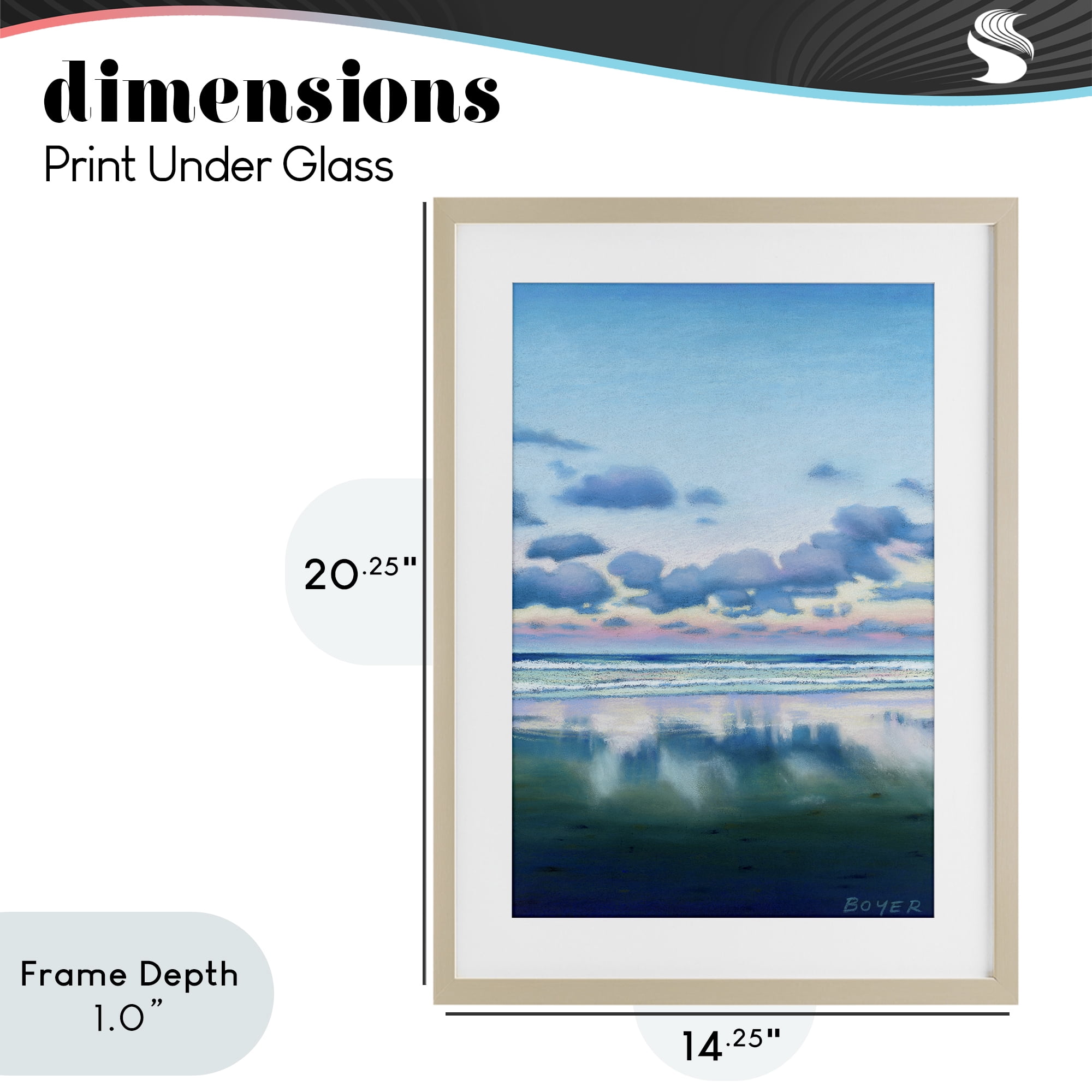 Stupell Industries Pretty Azure Cloud Reflection Birch Framed Print Under Glass, design by Susy Boyer