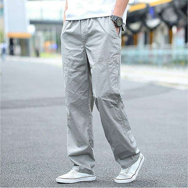 Fesfesfes Clearance Men Summer Drawstring Pants Elastic Solid