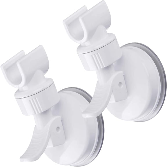 Adjustable Shower Head Holder, Bathroom Suction Cup Handheld Shower Head Bracket, Removable Handheld Showerhead & Wall Mounted Suction Bracket (2pcs White)