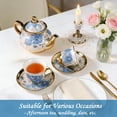 thumbnail image 4 of AJONALAA 20 Pcs Tea Set,European Ceramics Tea Cup Set for Adult,Coffee Cups with Metal Holder,6 People(Blue), 4 of 10