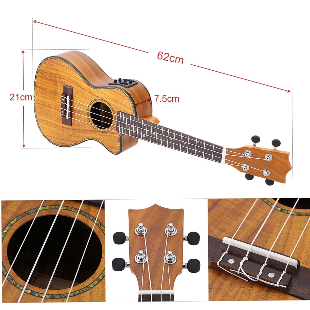 24\ Cutaway Ukulele Ukulele 24-Inch Cutaway Ukulele Hawaii Guitar Instrument LED EQ Koa / Plywood Shell Brims / OX Bone Saddle / 4 Strings