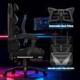 thumbnail image 3 of Czlolo Gaming Chair, Racing Style RGB LED Lights Gaming Chairs for Adults and Kids, Lumbar Massager Gamer Chair, High Back Reclining Computer Chair with Footrest and Headrest (Black/Grey), 3 of 12