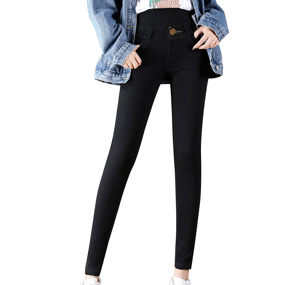 thermal fleece denim jeggings uk