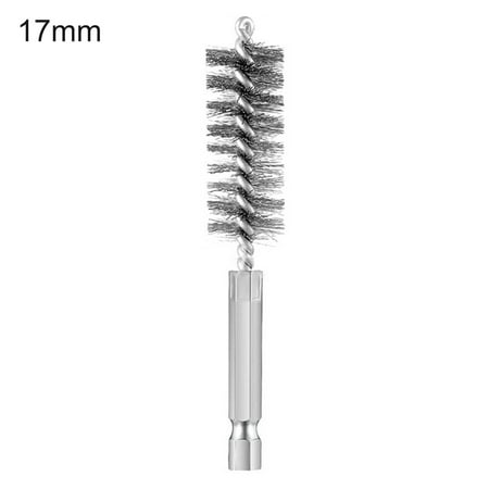 

Kripyery Tube Brush Dense Bristles Hexagonal Handle Stainless Steel 8/10/12/15/17/19mm Machinery Paint Remover Rust Cleaner for Home