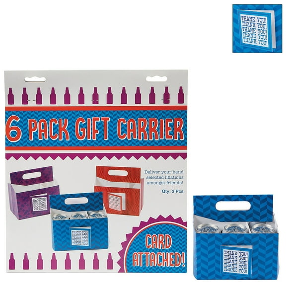 6 Pack Carrier (3Pc/Pbh, Dz) - Party Supplies - 12 Pieces