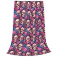 thumbnail image 2 of Pofeuu Skull rose blue flower Print Ultra-Soft Micro Fleece Blanket,for Bed Or Sofa,All Season Throw Blankets Flannel Blanket-40"x30", 2 of 7