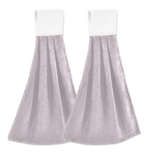 2 Pcs Grayish Lavender Kitchen Hand Towels with Hanging Loops Absorbent Soft Fast Drying Decor Bath Towels
