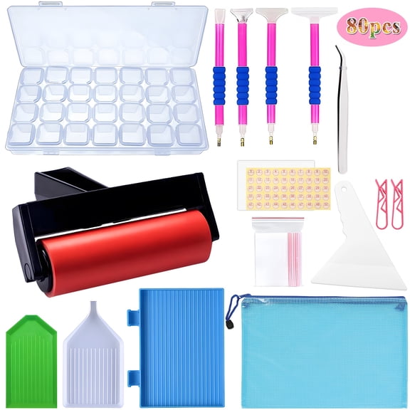 Yalumo 80pcs Diamonds Painting Tools and Accessories, 5D DIY Diamond Painting Kits, with Storage Box