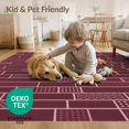 thumbnail image 2 of ODIKA 6'x9' Red Deep Geometric Brick Pattern Washable Area Rug Modern Rectangular Block Layout with Textured for Queen Size Bedroom, Under Bed, Master Suite, Easy Care, Non-Shedding, 2 of 5