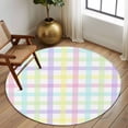 thumbnail image 2 of Round Rug 6Ft Washable Non-Slip, Green Beige Plaid Circle Area Rugs for Living Room Bedroom, Buffalo Farmhouse Art Checkered Indoor Floor Mats Carpet Runner for Home Decor Aesthetic, 2 of 8