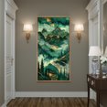 thumbnail image 4 of Large Framed Canvas Print Golden Night in the Mountains - Dramatic Green and Gold LandscapeWall Art Decorative Ready to Hang Painting for Living room Bedroom 60x30 inches Natural Frame, 4 of 6
