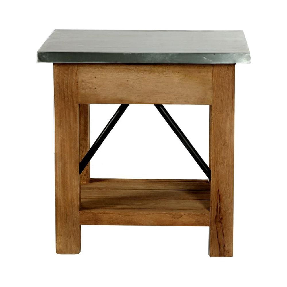 Alaterre Millwork 22" Wood and Zinc Metal End Table with Drawer