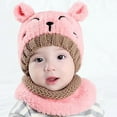 thumbnail image 3 of 0-36 Months Baby Winter Hat Scarf Set Infant Toddler Kids Warm Knit Beanie Scarf with Fleece Lining for Boys Girls, 3 of 8