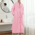 thumbnail image 2 of Homgro Men's Plush Bathrobe Soft Button Up Long Housecoat Fuzzy Fleece Fluffy Winter Full Length Loungewear Warm Shawl Collar Loose Long Sleeve Duster Robe with Pocket Pink Medium, 2 of 4