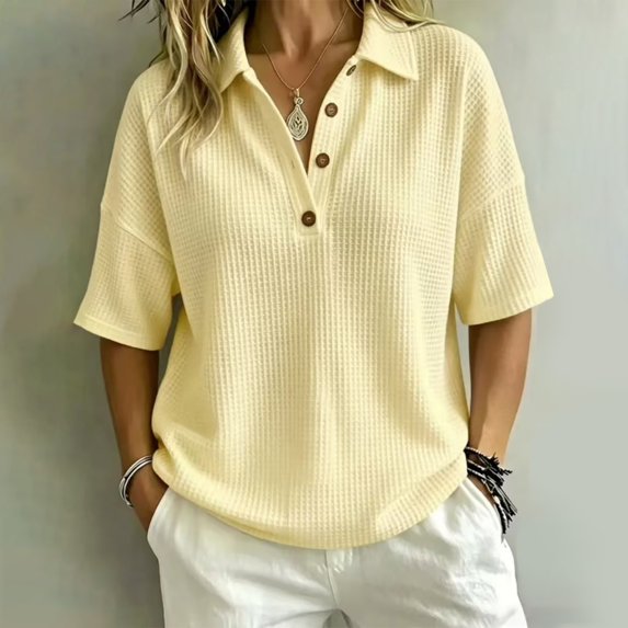 BODOAO Women's 2026 Short Sleeve V Neck Shirt, Collared Button Down Summer Tee Top, Business Casual Lightweight Blouse for Office Work, Travel and Daily Outfits Yellow 3XL