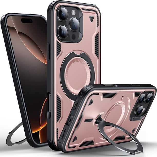 Diseñado para Funda Magnética para iPhone 16 Pro Max, Compatible con Magsafe, Resistente a Caídas de 10 pies, Resistente, con Soporte de Anillo Giratorio 360, Funda Protectora a Prueba de Golpes