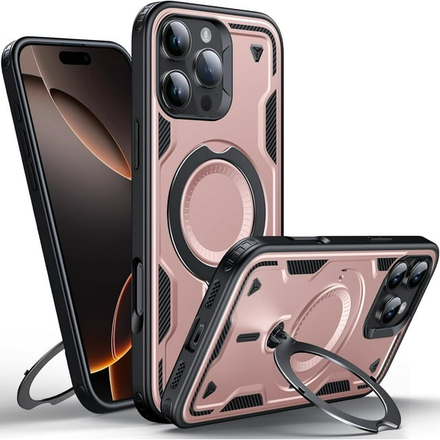 Diseñado para Funda Magnética para iPhone 16 Pro Max, Compatible con Magsafe, Resistente a Caídas de 10 pies, Resistente, con Soporte de Anillo Giratorio 360, Funda Protectora a Prueba de Golpes