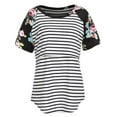 thumbnail image 2 of WISEFIN Women Maternity Floral Stitching Striped Short Sleeve Nursing Breastfeeding T-Shirt Tops, 2 of 4