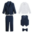 thumbnail image 4 of ZACPNCV Boy's Slim Fit Formal Suits 5 Piece Outfit for Ring Bearers Kids Dress Toddler Boy Tuxedo Homecoming Suits for Boys Navy 13-14 Years, 4 of 9