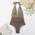 thumbnail image 4 of Xudanell One Piece Swimsuit Women High Cut Bathing Suit High Neck Full Coverage Racerback Sexy Spring Summer Swimwear Swimwear for Women Vacation (Brown,XL), 4 of 5