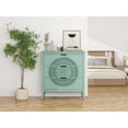 thumbnail image 3 of 3 Drawers Hollow-Carved Accent Cabinet, Delicate Life Furniture of Drawers Cabinet, 3 Drawer Cabinet with Solid Wood Legs for Bedroom Living Room Entryway, Light Green, 3 of 9