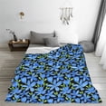 thumbnail image 5 of Honeii Blue Flowers Print Fleece Blanket - Throw Blanket for Bed, Sofa, Couch, Camping, and Travel , Microplush Ultra Soft Warm Blanket-50"x40", 5 of 7