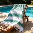 thumbnail image 3 of Beach Towel with Tassels Striped Quick Dry Lightweight 100x180cm for Travel Pool Camping Picnic, 3 of 6