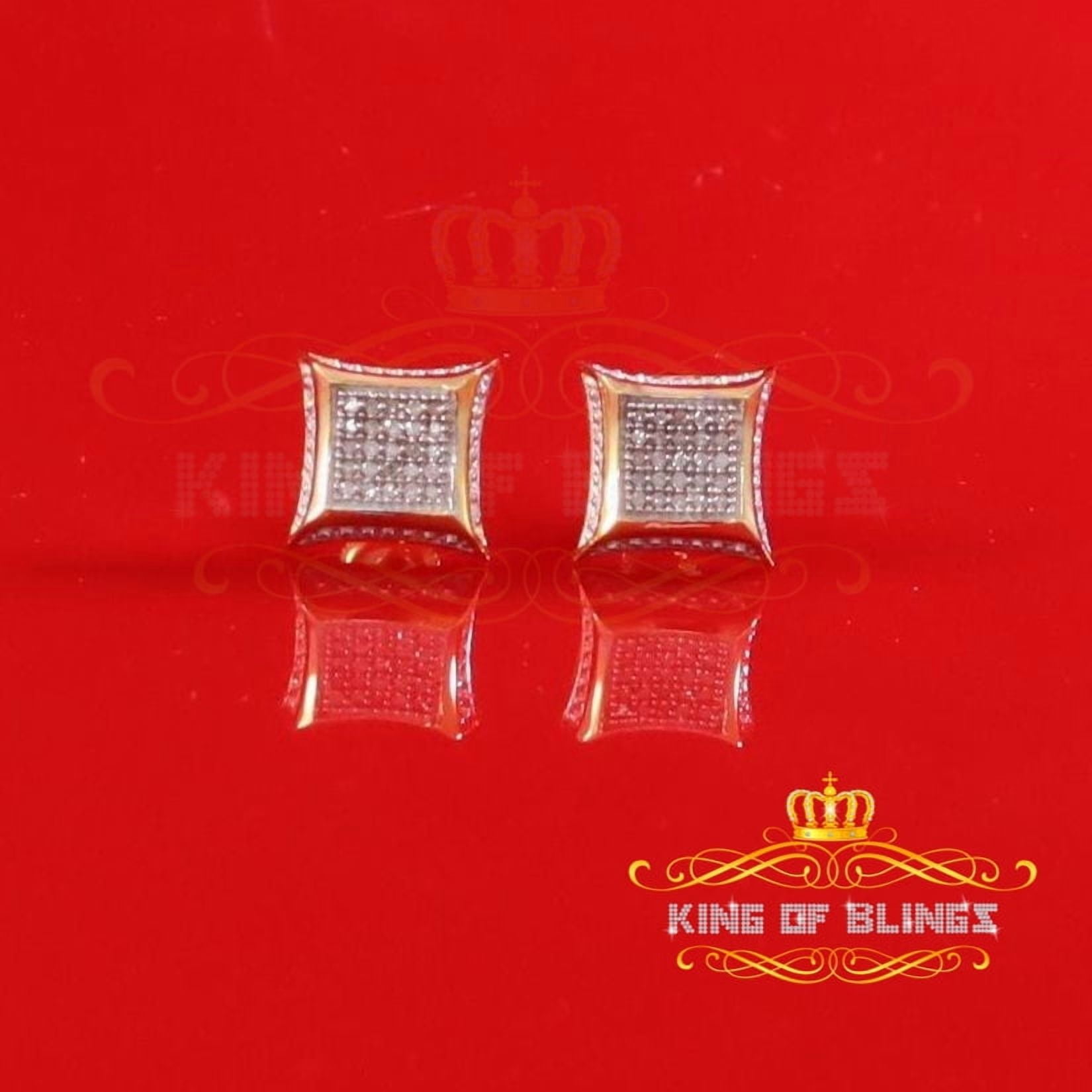 King of Bling's 10K Yellow Real Gold with Real 0.20ct Diamond Men's/Women's Square Stud earrings