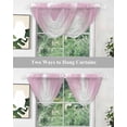thumbnail image 5 of Waterfall Valances for Windows, Pink White Ombre Kitchen Sheer Valance Curtains, Modern Abstract Art Farmhouse Gradient Rod Pocket Elegant Swag Valances for Living Room Bedroom, 47.2"x38.5", 3 Panel, 5 of 8