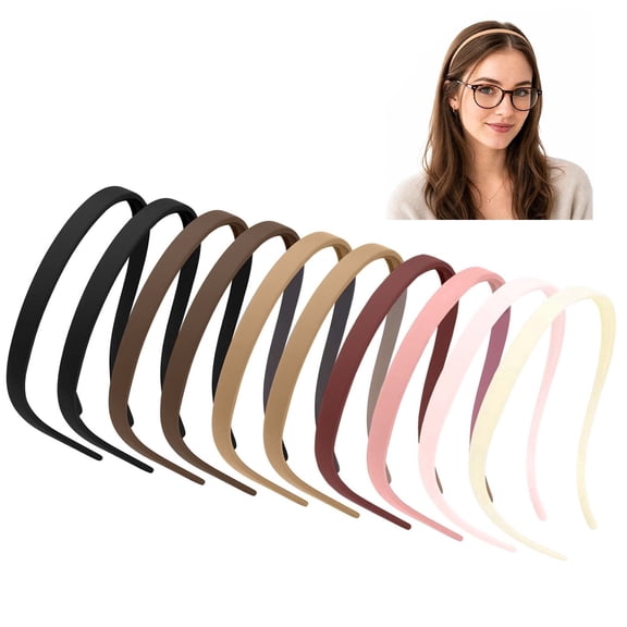 Gocvo 10Pcs Hair Headbands for Women Non-Slip Plastic Headbands Thin Headbands with Teeth, Daily Hair Accessories Designed for Glasses Wearers, Pink