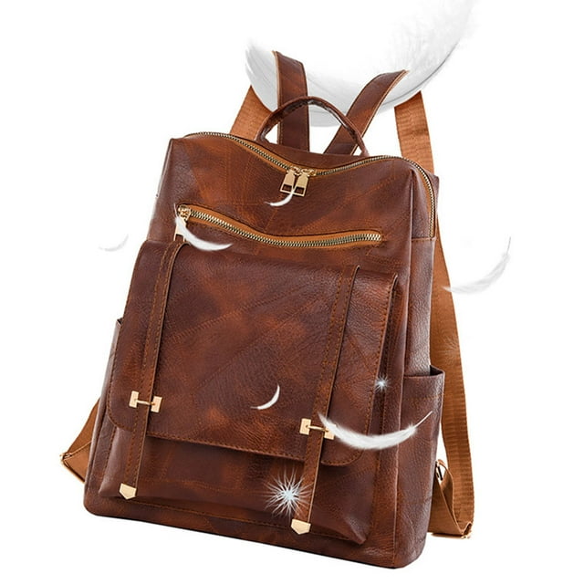 Becaristey Waterproof Womens Backpack With Stitched Texture PU Fabric For Fashionable Ladies And Has Strong Red