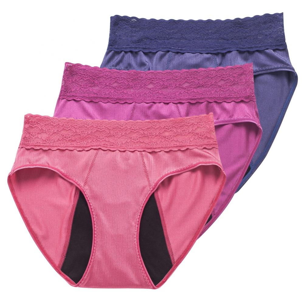 XFLWAM Women's Leak Proof Menstrual Period Panties Underwear High Waist  Solid Color Cotton Soft Breathable Briefs Pink XL