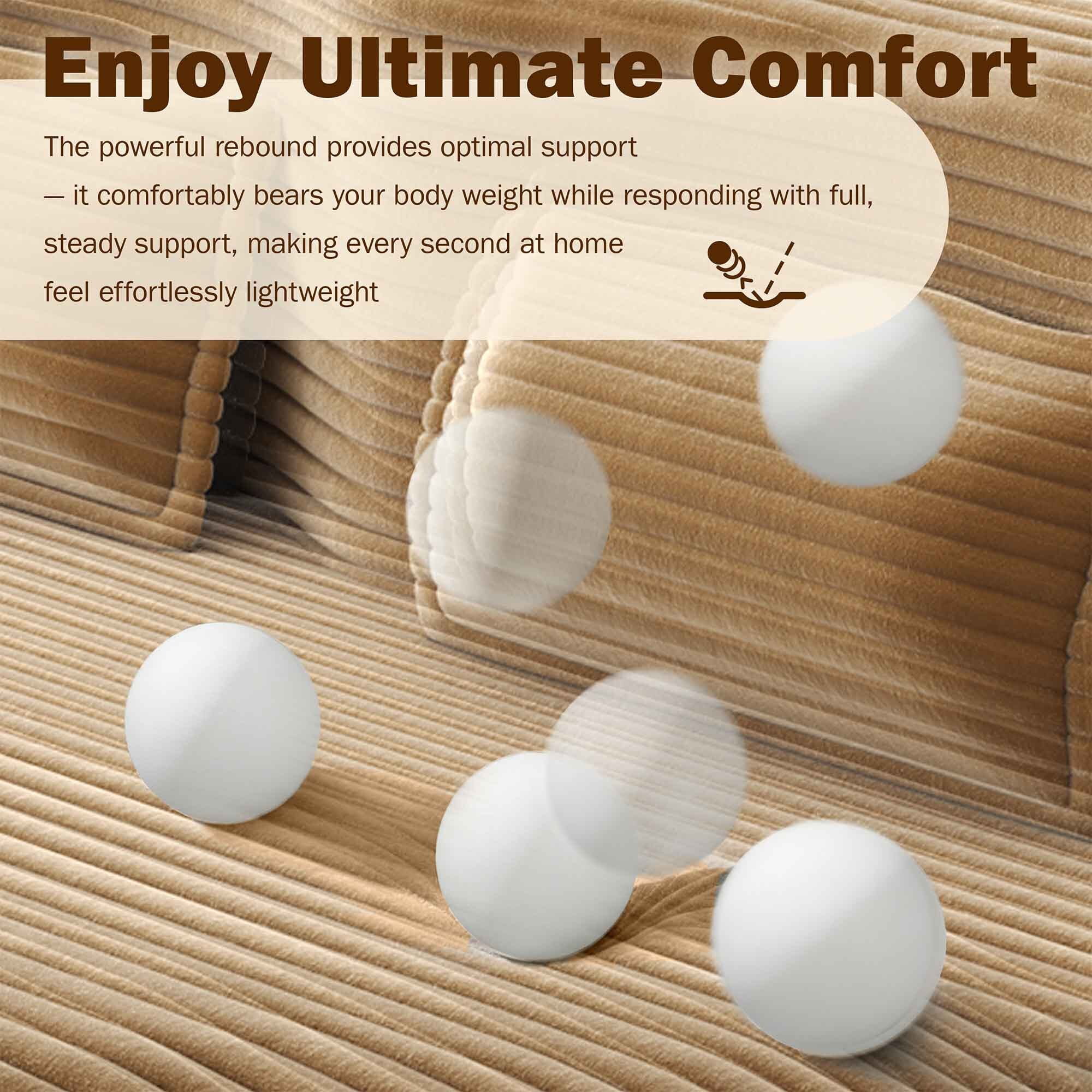Lunale Full Size Convertible Sofa Bed, Boneless Cloud Couch, Folding Floor Sleeper Sofa for Living Room, Camel Corduroy
