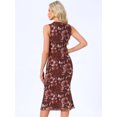 thumbnail image 4 of DARING DIVA Mesh Floral Sleeveless Crew Neck Cocktail Midi Dress XS Burgundy, 4 of 6