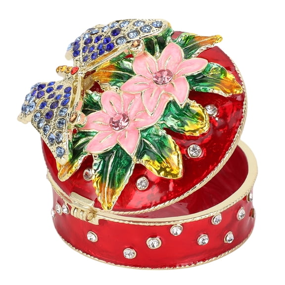 NFTIGB Vintage Butterfly Jewelry Box, Elegant Metal Enameled Trinket Storage Case, Decorative Animal Jewelry Box Ring Organizer for Earring Necklace Keepsake Home Decor (7.00 x 6.00 x 5.00 in)